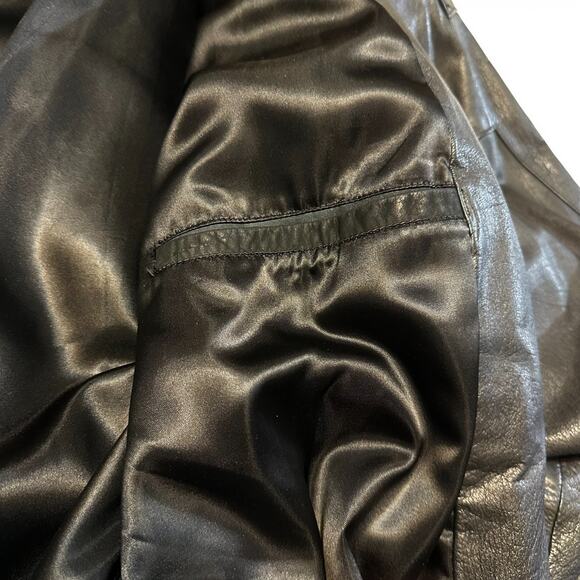 Vintage I.O.U. Leather Collection Black Trench Coat Women's Sz S Belted Duster - Picture 11 of 15